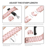 Wearlizer for Apple Watch Strap 44mm 40mm, Stainless Steel Resin iWatch Straps Replacement Band Wristband for iWatch Serirs 5 Serirs 4 Series 3 Series 2 1 - Rose Gold + Pearl