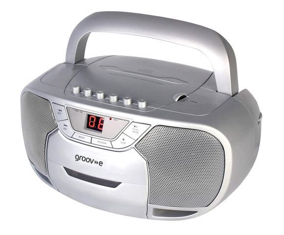 Groov-e Classic Boombox Portable CD Player with Cassette & Radio
