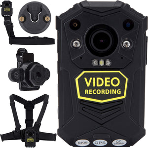 BRIFIELD® BR1 Body Camera - HD 1440p, GPS & 64GB Version | Body Cam for Security Roles & for Any Personal Footage Uses | Comes with Chest Harness, Shoulder Harness, Klickfast Stud Piece & Dock Piece