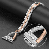 Wearlizer for Apple Watch Strap 38mm 40mm, Stainless Steel Rhinestone iWatch Strap iWatch Series 5 4 Straps Series 3 Band Series 2 Women, No Tool Needed - Silver + Copper Gold