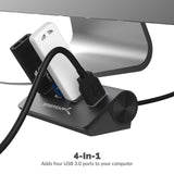 Sabrent Premium 4 Port Black Aluminum USB 3.0 Hub (30" Cable) for iMac, MacBook, MacBook Pro, MacBook Air, Mac Mini, or Any PC [Black] (HB-MC3B)