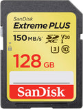 SanDisk Extreme Plus 128 GB SDXC Memory Card, Up to 150 MB/s, Class 10, U3, V30