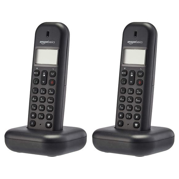 AmazonBasics DECT Home Telephone, Twin Set, Black