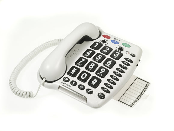 Geemarc AMPLIPOWER 40 Extra Loud Big Button Corded Telephone - White - UK Version