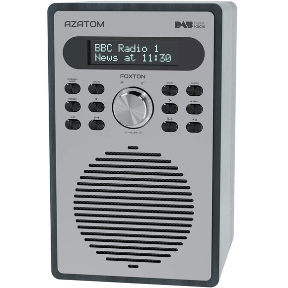 Azatom Foxton DAB/DAB+ Digital FM Radio/Alarm Clock/Wood Effect/Headphone socket/Mains powered (Black)