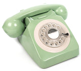 GPO 746 Rotary 1970s-style Retro Landline Phone - Curly Cord, Authentic Bell Ring - Mint Green