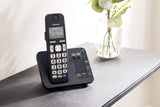Panasonic KX-TGE723EB Big Button DECT Cordless Telephone with Nuisance Call Blocker & Digital Answering Machine (Trio Handset Pack) - Black