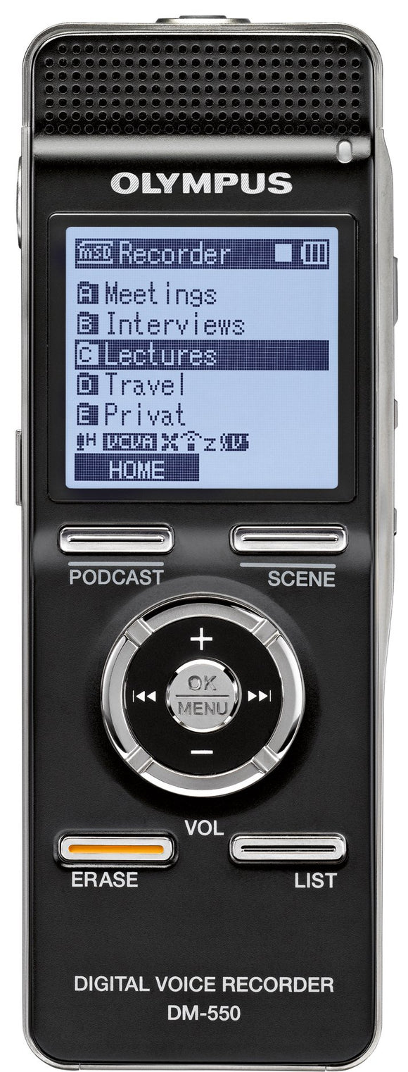 Olympus DM-550 - Digital voice recorder - flash 4 GB - WMA, MP3 - black