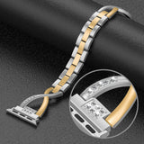 Wearlizer for Apple Watch Strap 38mm 40mm, Stainless Steel Rhinestone iWatch Strap iWatch Series 5 4 Straps Series 3 Band Series 2 Women, No Tool Needed - Silver + Gold