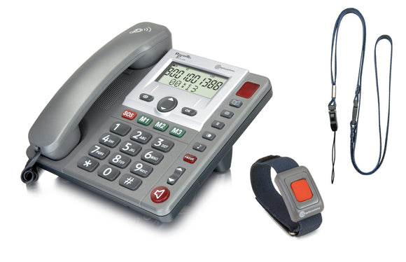 Amplicomms PowerTel 97 Alarm Big Button Telephone + Remote Pendant