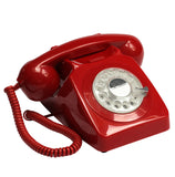GPO 746 Rotary 1970s-style Retro Landline Phone - Curly Cord, Authentic Bell Ring - Red