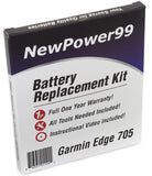 NewPower99 Battery Replacement Kit for Garmin Edge 705 with Installation Video, Tools, and Extended Life Battery