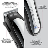 Wahl Clipper Lithium Ion Cordless Haircutting & Trimming Combo Kit - Rechargeable Electric Razor for Grooming Heads, Beards & All Body Grooming - Model 79600-2101