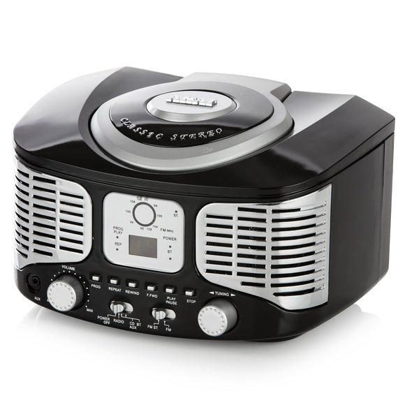 AKAI Retro Bluetooth CD Boombox with FM Radio - Black