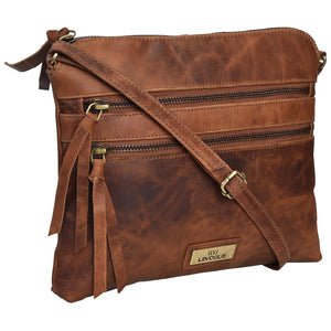 Genuine Leather Crossbody Handbag for Women - Shoulder bag for Womens Handmade by LEVOGUE (COGNAC VINTAGE)